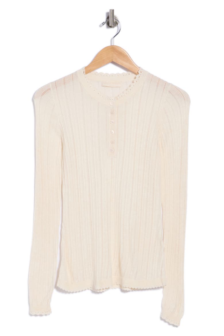 Delia Long Sleeve Pointelle Henley, Alternate, color, PRISTINE
