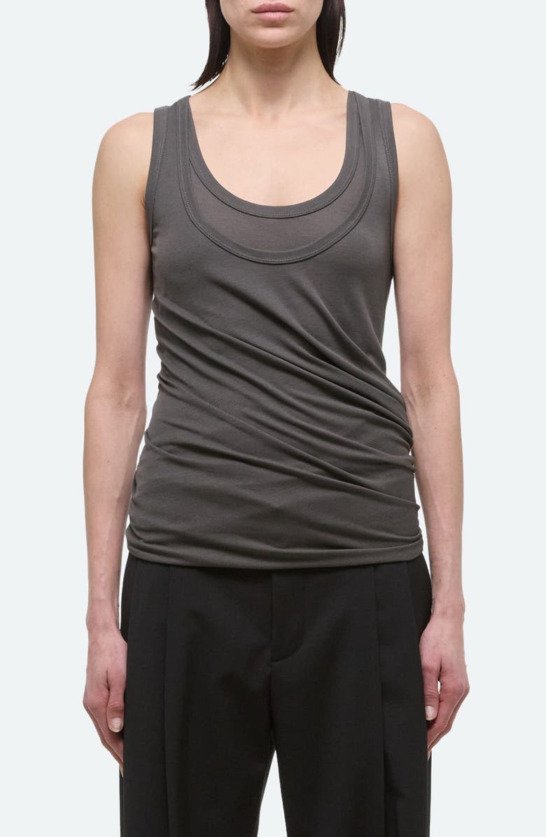 Helmut Lang Gloss Double Layer Tank, Main, color, Graphite - V2s