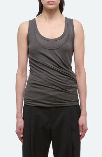 Helmut Lang Double-layered Tank Top In Graphite - V2s