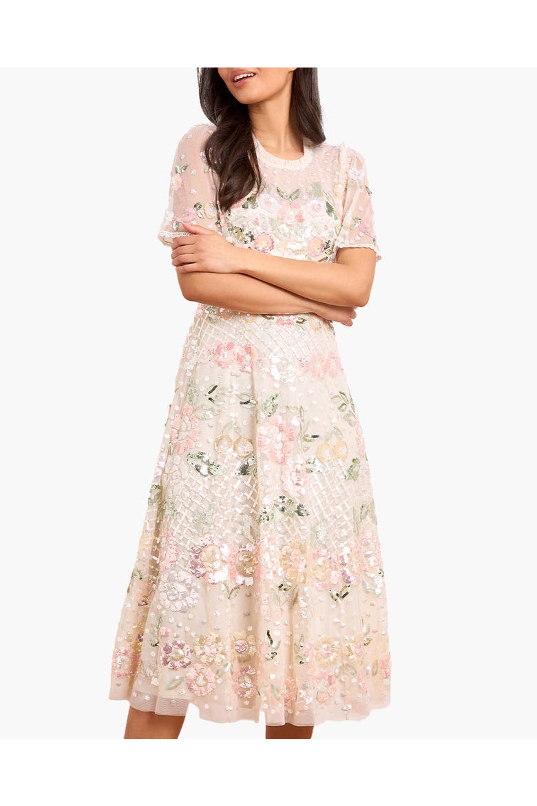 Rosalie Short Sleeve Ballerina Dress, Alternate, color, Cream