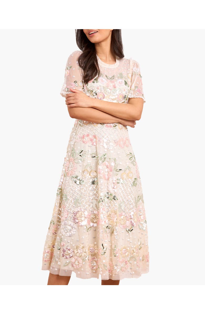 Needle & Thread Rosalie Short Sleeve Ballerina Dress, Alternate, color, Cream