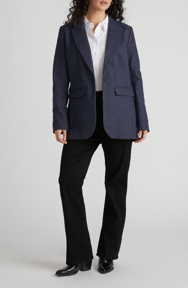 Universal Standard Denim Blazer, Alternate, color, Indigo