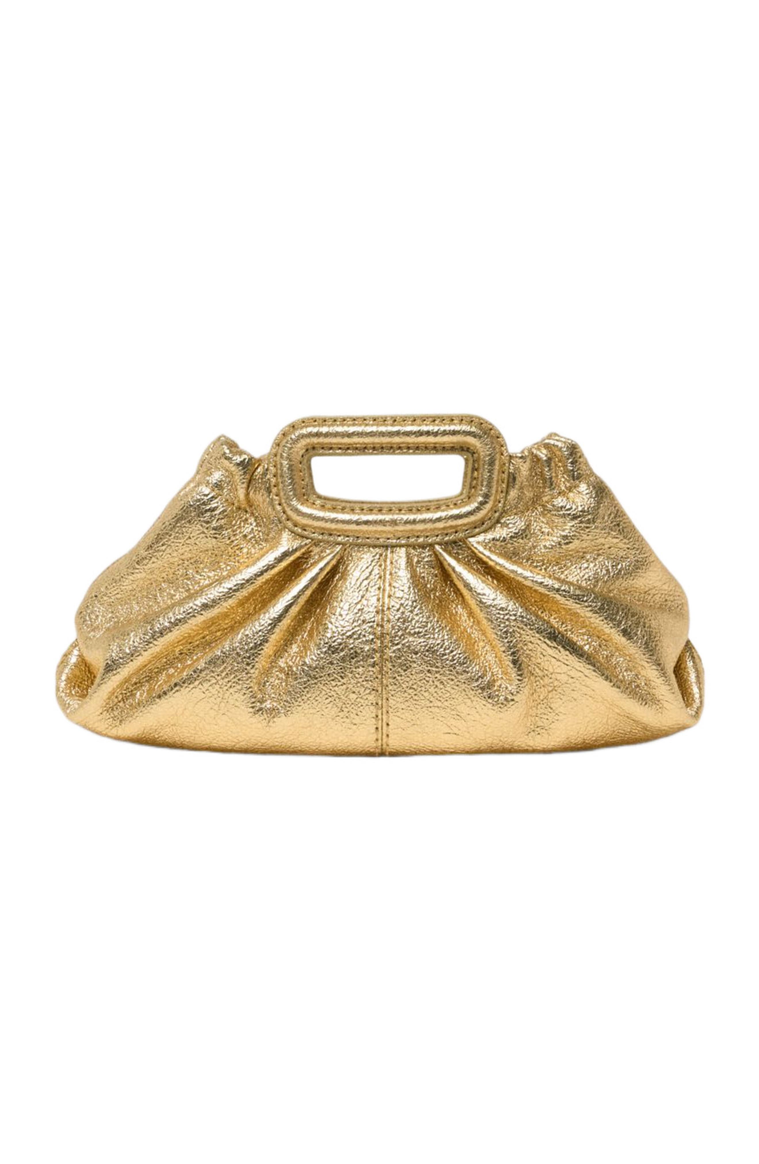 maje Metallic leather Milpli mini Clutch, Main, color, Gold