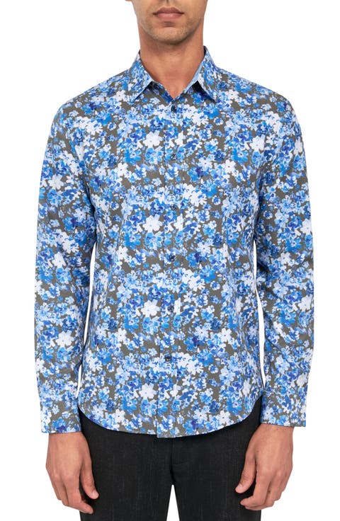 Slim Fit Floral Recycled 4-Way Stretch Performance Long Sleeve Shirt