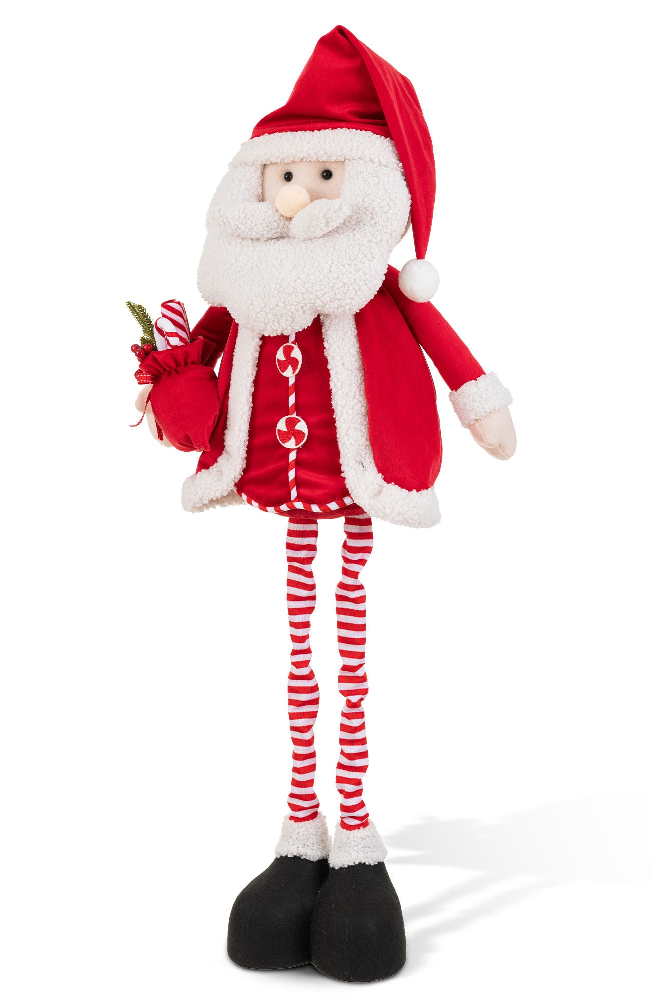 Glitzhome Telescoped Fabric Christmas Snowman Santa Standing Decor In Red