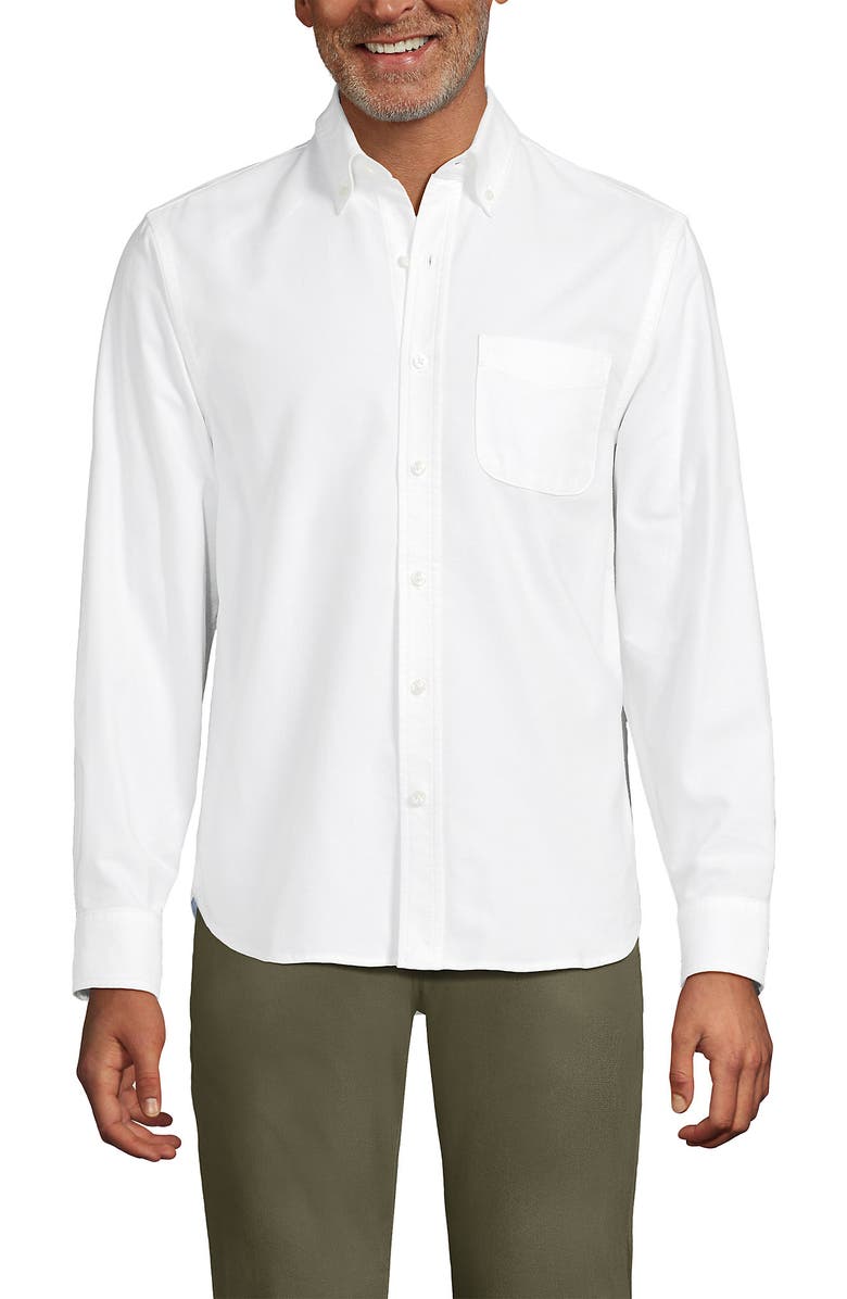 Lands' End Traditional Fit Comfort-First Sail Rigger Oxford Shirt, Main, color, White