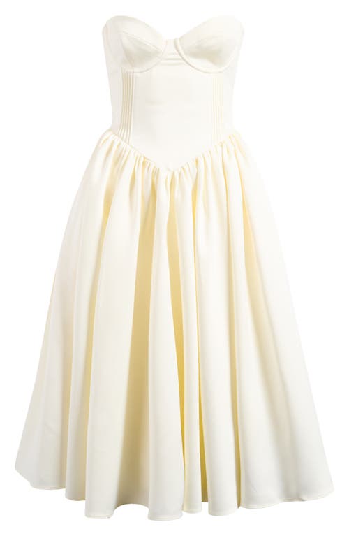 HOUSE OF CB Coco Strapless Midi Dress in Ivory 