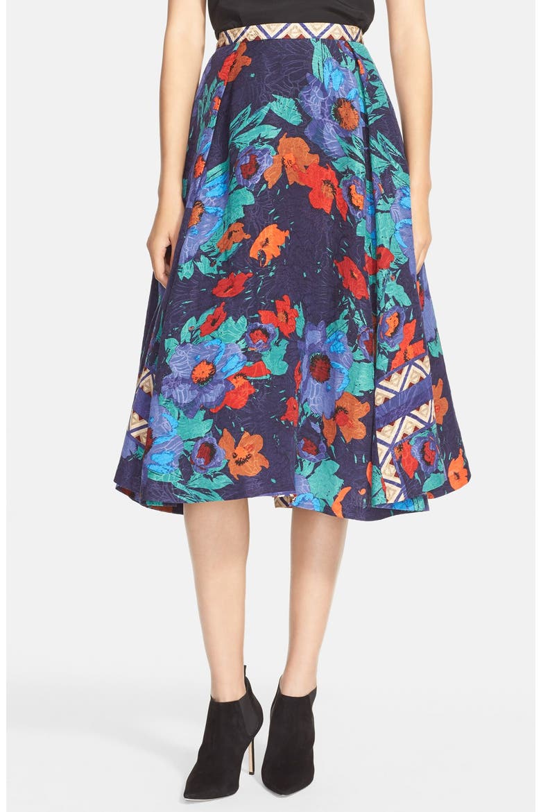 Floral Print Jacquard Skirt, Main, color, VIBRANT FLORAL