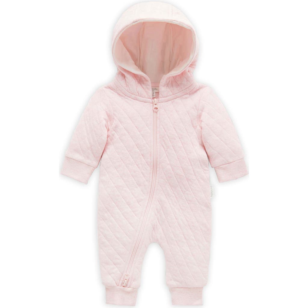 Purebaby Kids' Quilted Hooded Coverall Onsie In Pink
