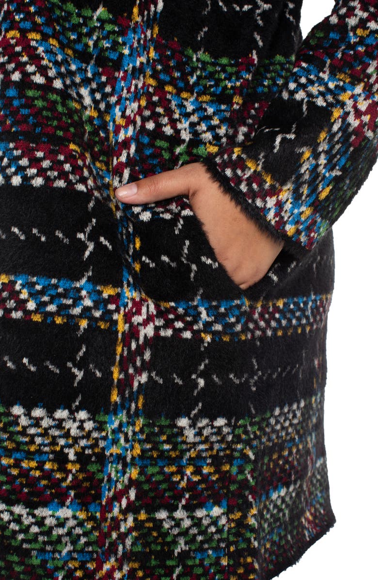 Liverpool Los Angeles Plaid Open Front Sweater Coat, Alternate, color, Black Multi Plaid