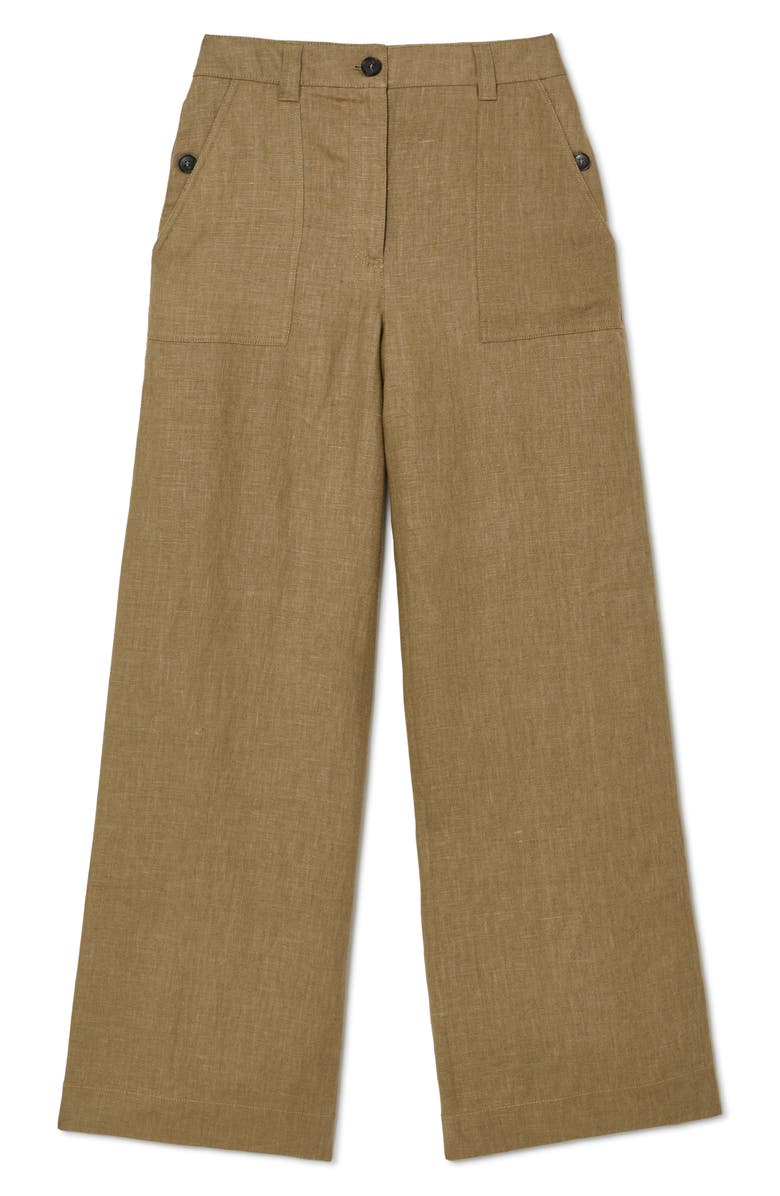 Reiss Ashby Wide Leg Linen Pants, Alternate, color, Light Khaki Gre