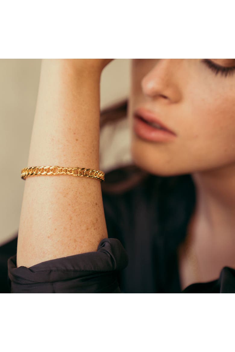 Simple Delicate Cuban Bracelet, Alternate, color, Yellow Gold