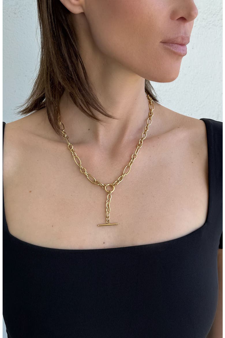 18K Gold Plated Bar Pendant Y-Necklace, Alternate, color, GOLD