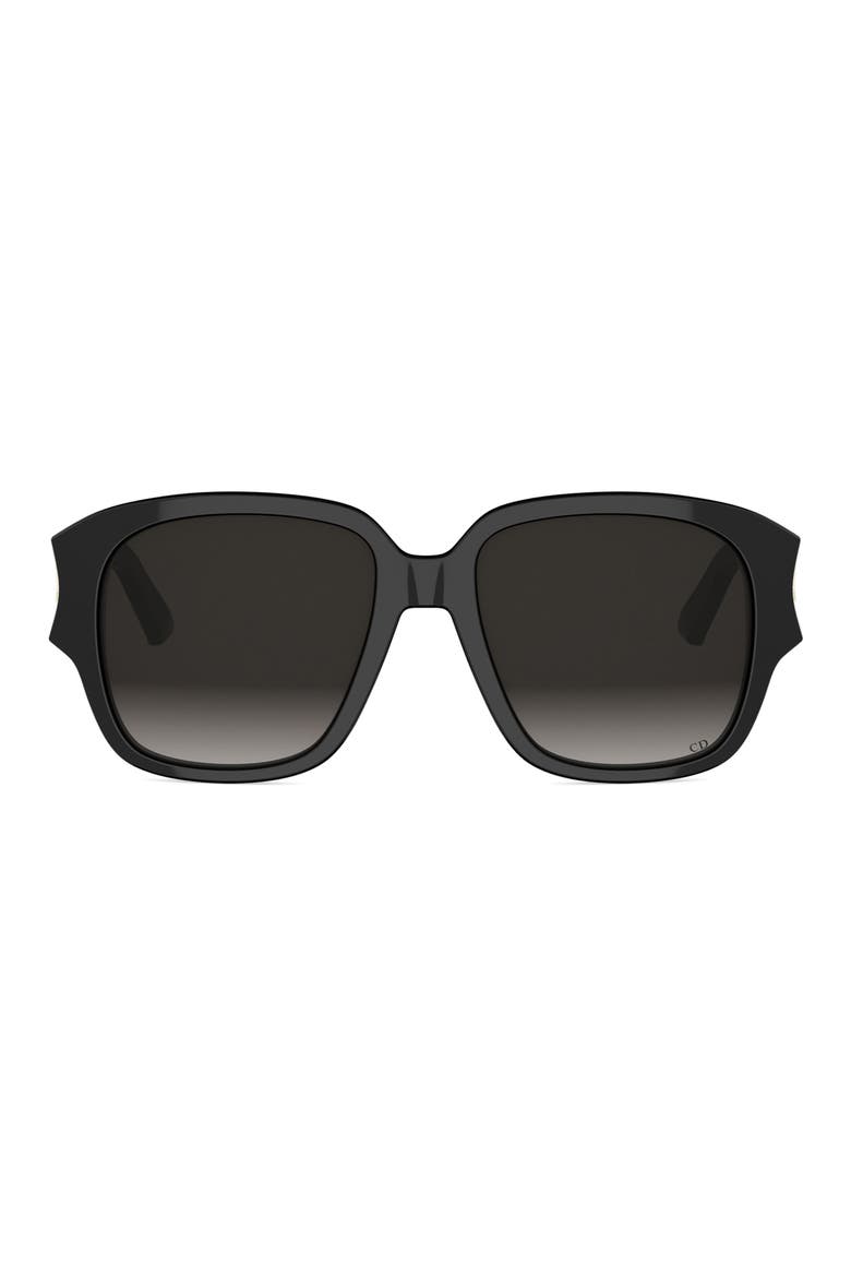 'DiorGlow S2I 54mm Gradient Square Sunglasses, Main, color, SHINY BLACK / GRADIENT SMOKE