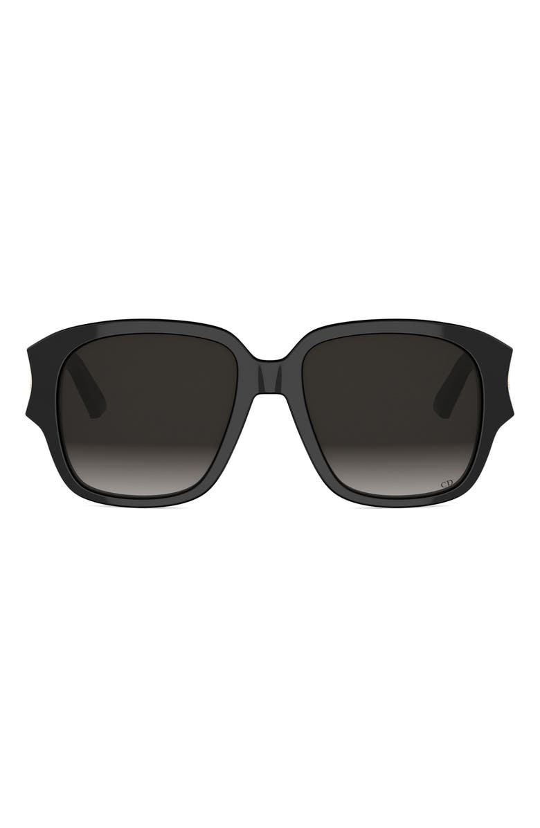 DIOR Glow S2I 54mm Gradient Square Sunglasses, Main, color, Shiny Black / Gradient Smoke