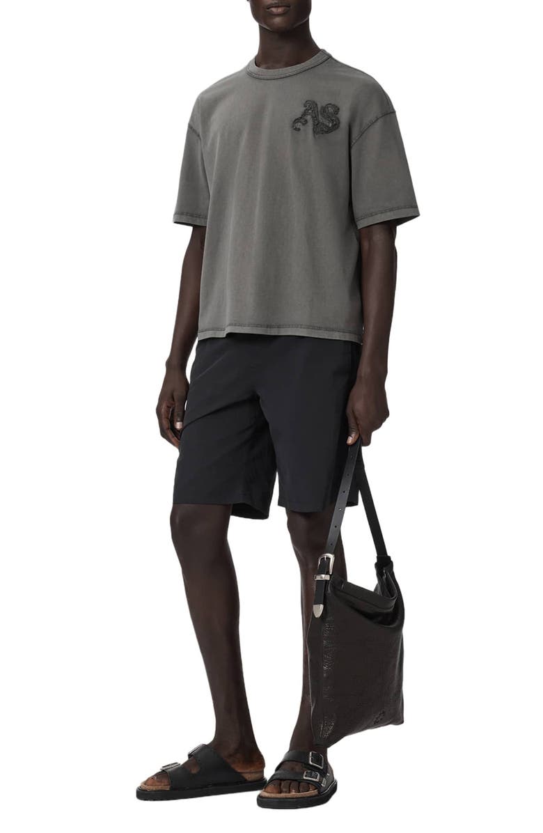 AllSaints Insignia Logo Appliqué Organic Cotton T-Shirt, Alternate, color, Washed Black