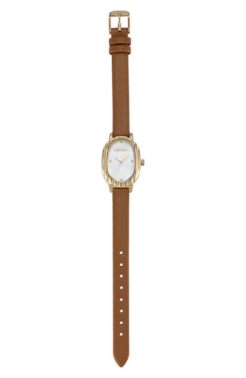 Ettika Mother-of-pearl Oval Leather Strap Watch In Brown