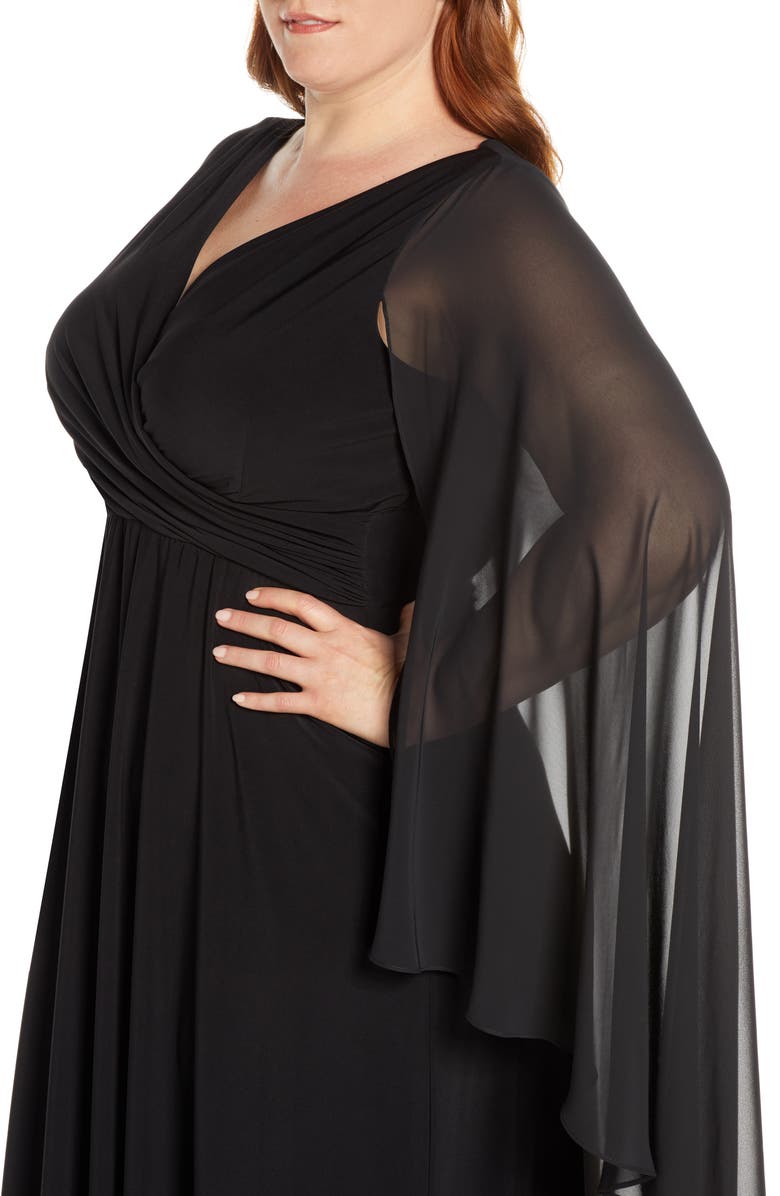 Xscape Evenings Xscape Side Ruched Long Sleeve Chiffon Gown, Alternate, color,