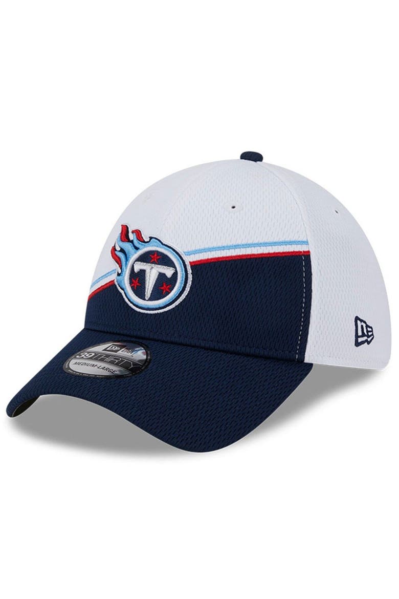 Men's New Era  White/Navy Tennessee Titans 2023 Sideline 39THIRTY Flex Hat, Alternate, color, White