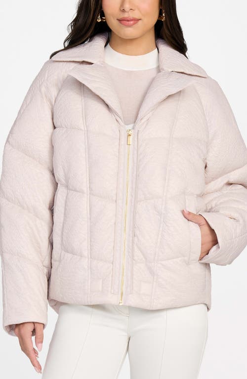 Marciano Estella Quilted Puffer Jacket With Faux Fur Trim In Pink