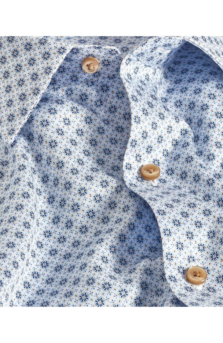 David Donahue Geometric Print Sport Shirt, Alternate, color, White/ Blue