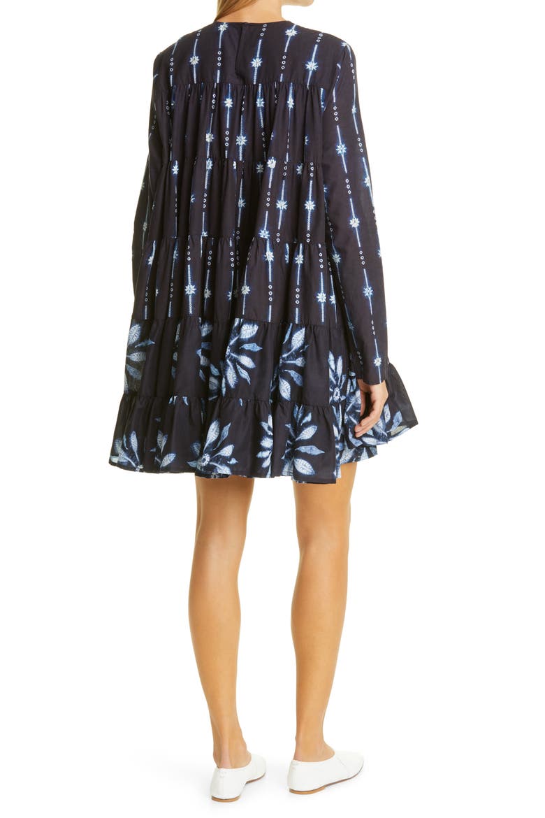 Soliman Tiered Long Sleeve Dress, Alternate, color, NAVY / COMBO PRINT