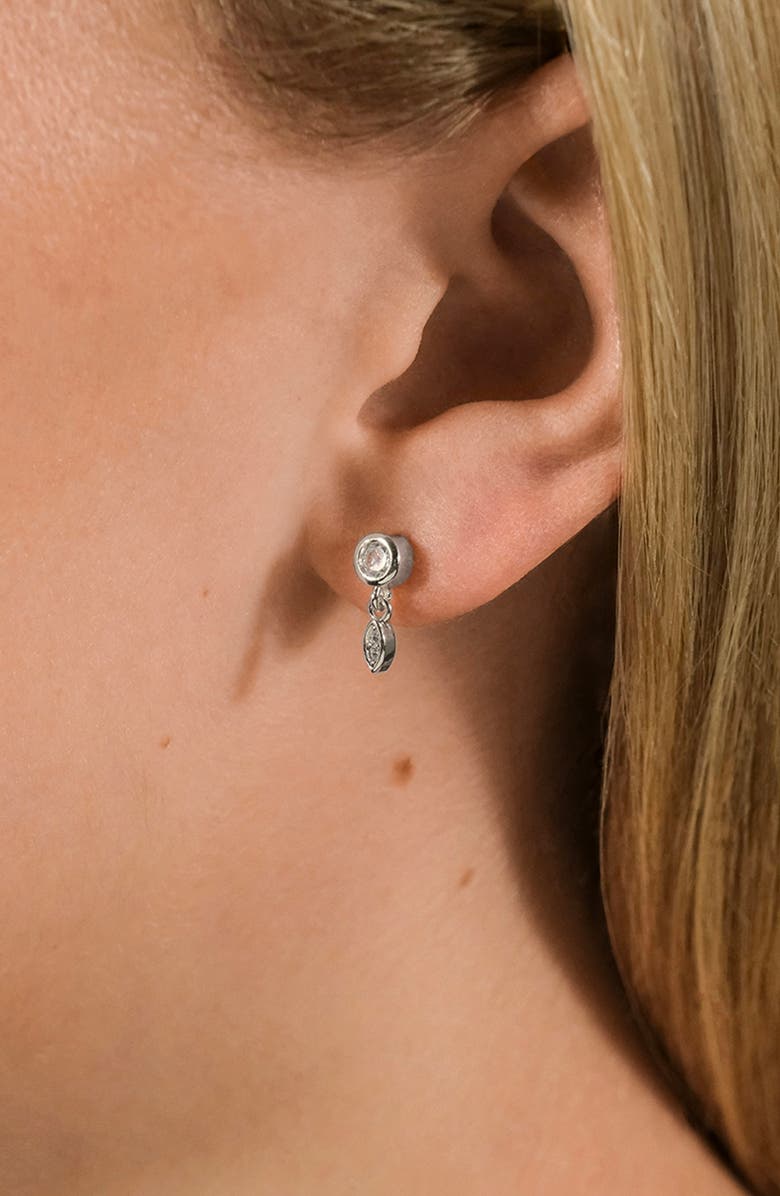 Sterling Forever Alice Cubic Zirconia Drop Earrings, Alternate, color, Silver