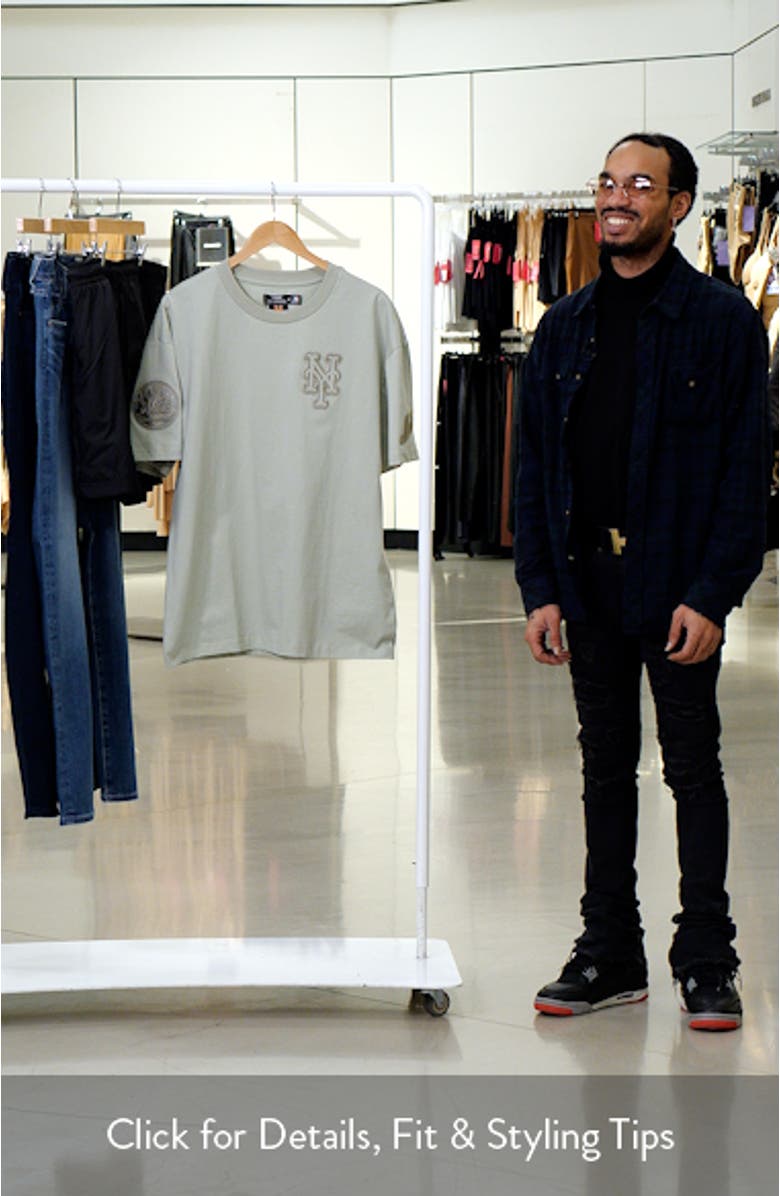 Men's Pro Standard Mint New York Mets Neutral CJ Dropped Shoulders T-Shirt, sales video thumbnail