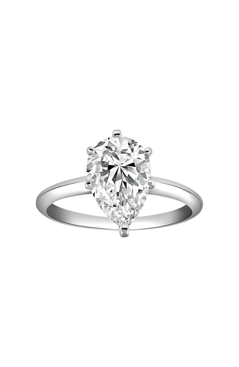 Bliss Diamond 3CT Platinum Pear Shaped Diamond 6-Prong Solitaire Engagement Ring Lab Grown, Main, color, Platinum
