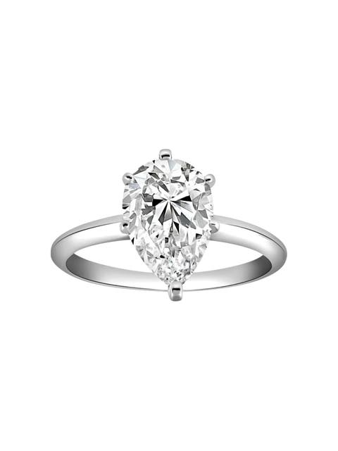 3CT Platinum Pear Shaped Diamond 6-Prong Solitaire Engagement Ring Lab Grown