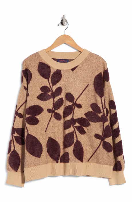 Leaves Pattern Crewneck Sweater