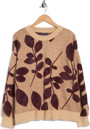 Joseph A Leaves Pattern Crewneck Sweater
