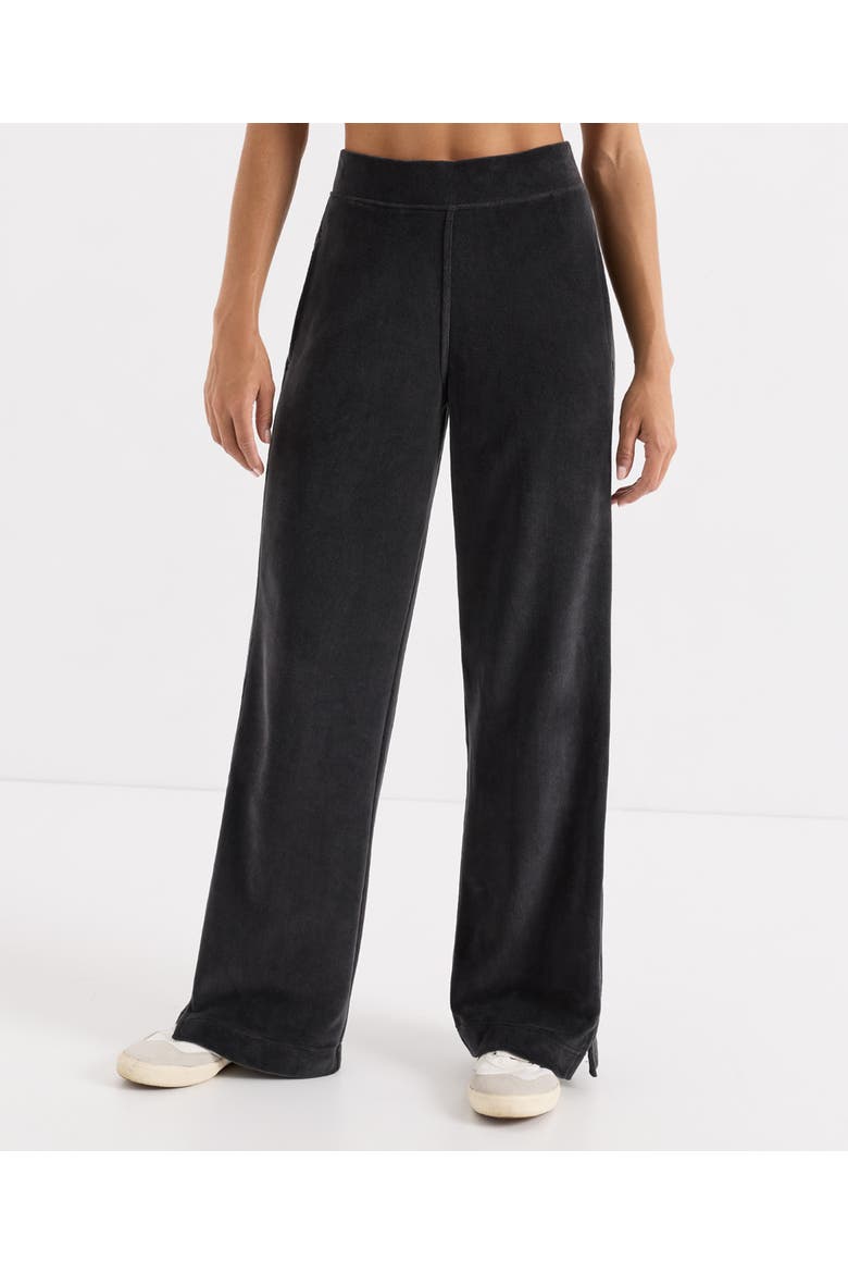 Organic Cotton Pure Velour Rib Tuxedo Stripe Pant, Main, color, Storm