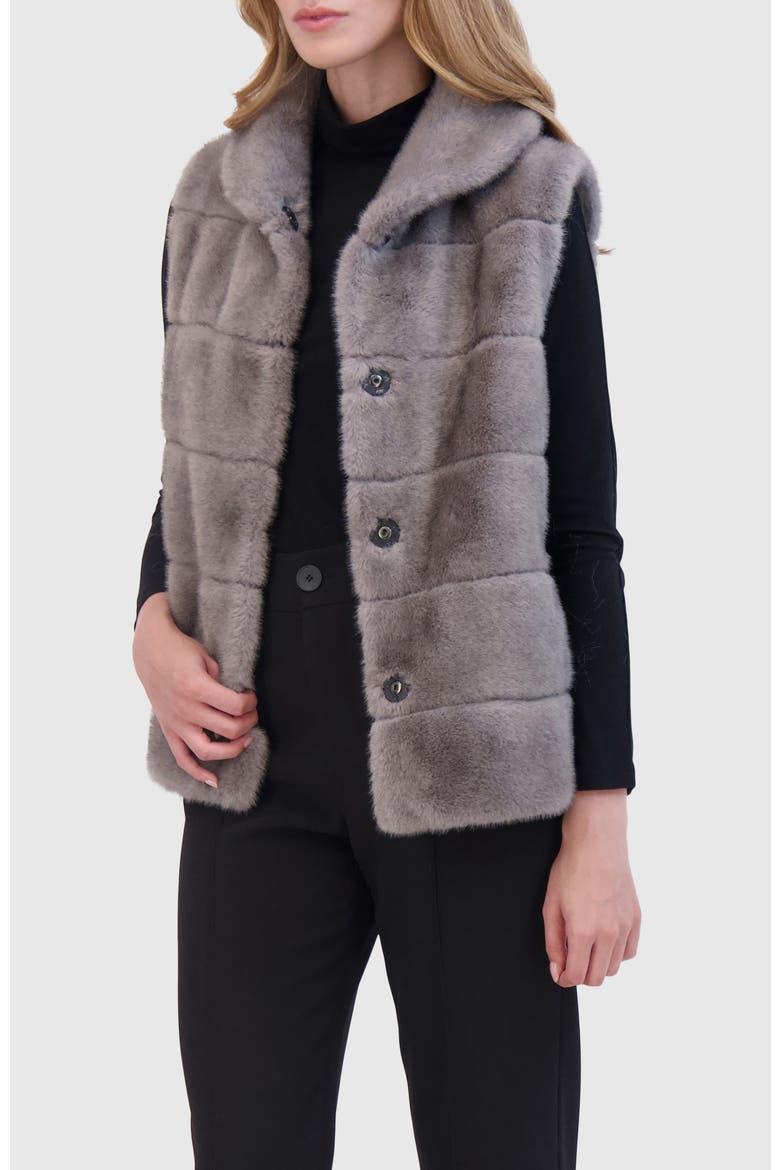 Fur-Free Mink Faux Fur Vest, Alternate, color, DARK GRAY
