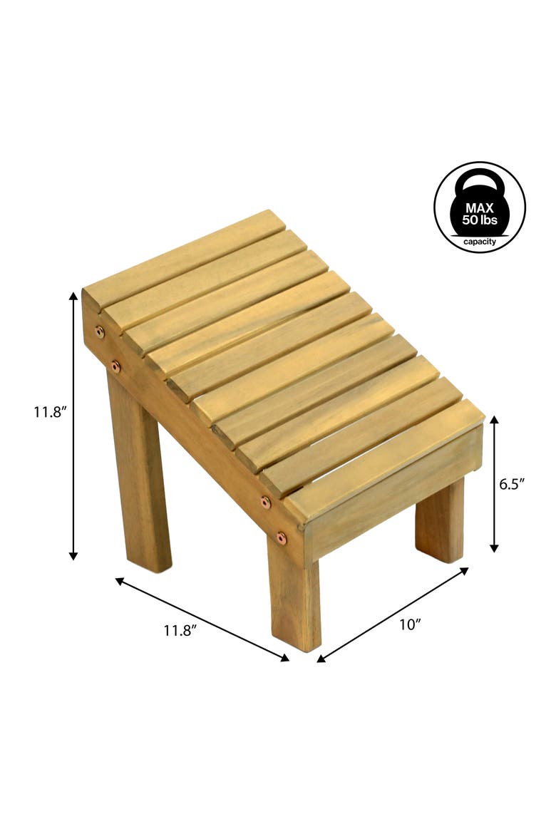 Saru Minimalist Solid Acacia Wood Shower Foot Rest for Shaving Legs, Water-Resistant Slanted Spa Stool for Inside Shower, Alternate, color, Light Teak