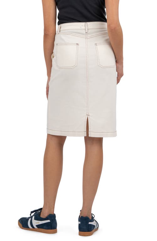 Kut From The Kloth Isla Button Front Denim Skirt In Cream