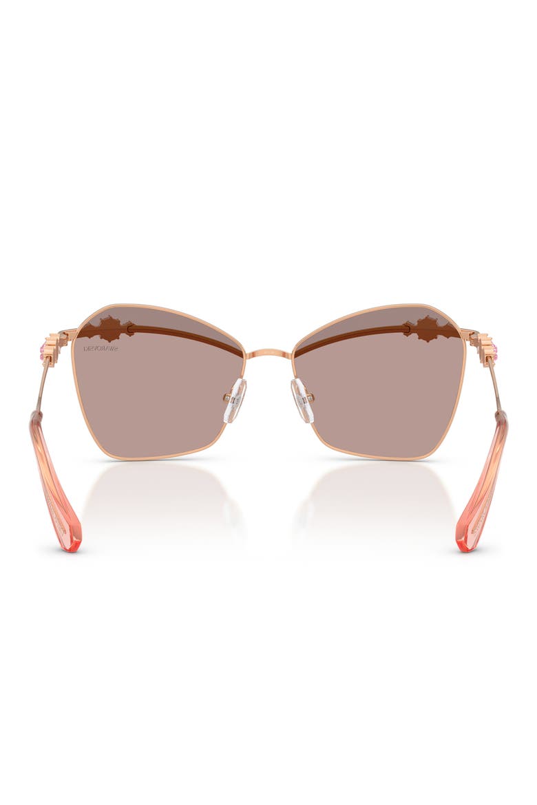 57mm Butterfly Sunglasses, Alternate, color, ROSE GOLD / PURPLE BROWN