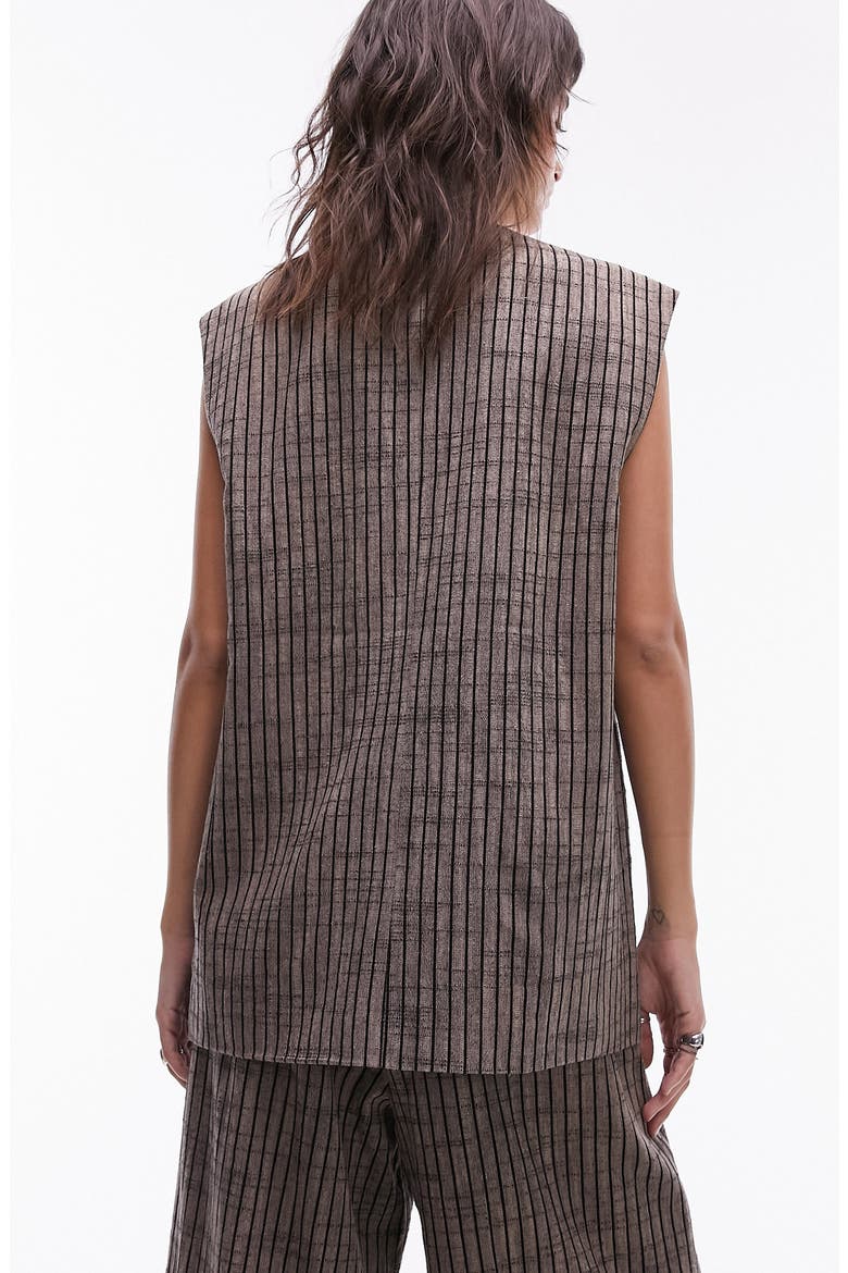 Pinstripe Cotton Blend Vest, Alternate, color, BROWN