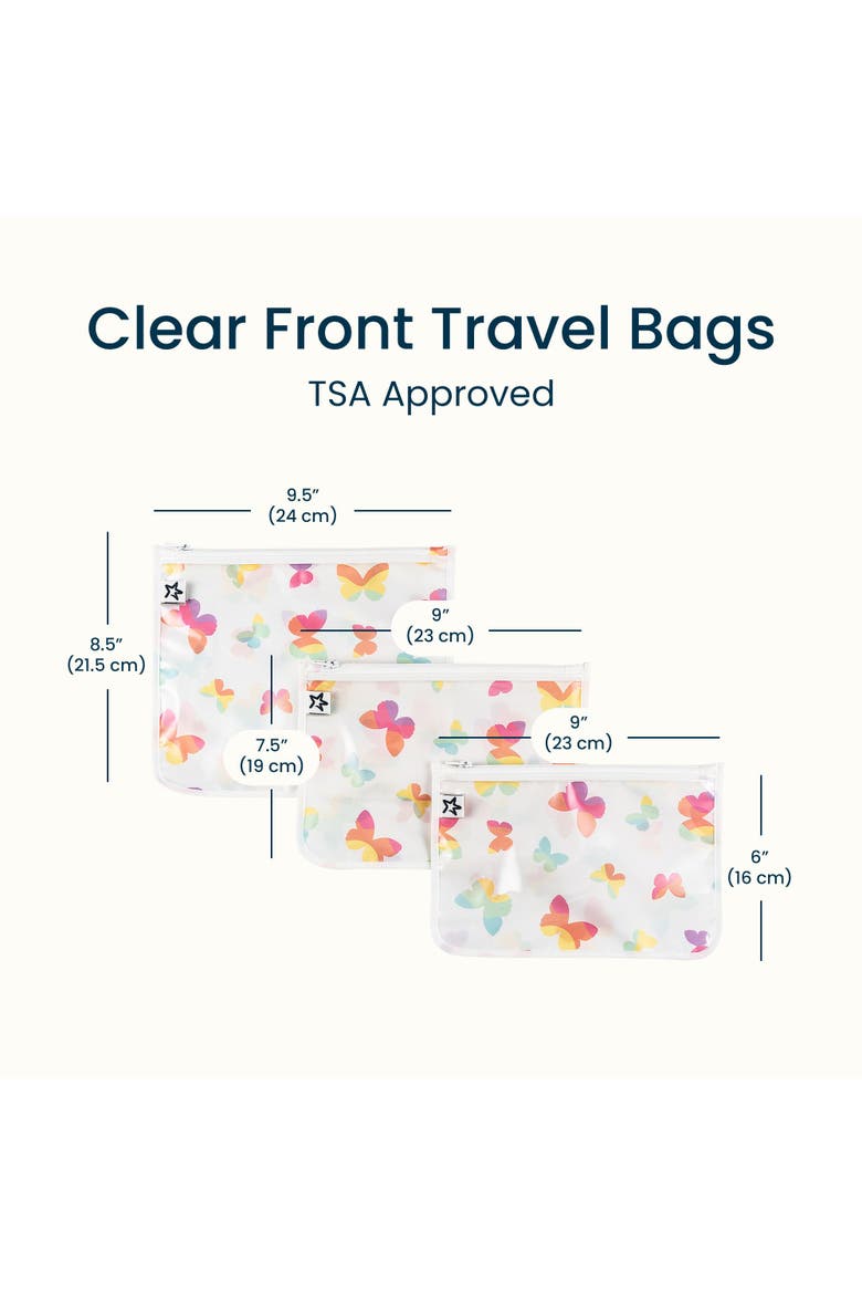 Airline Compliant Toiletry/Cosmetics Travel Bags, 3-Pack, Alternate, color, Butterflies