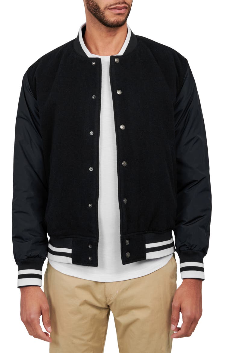 Solid Varsity Jacket, Main, color, BLACK