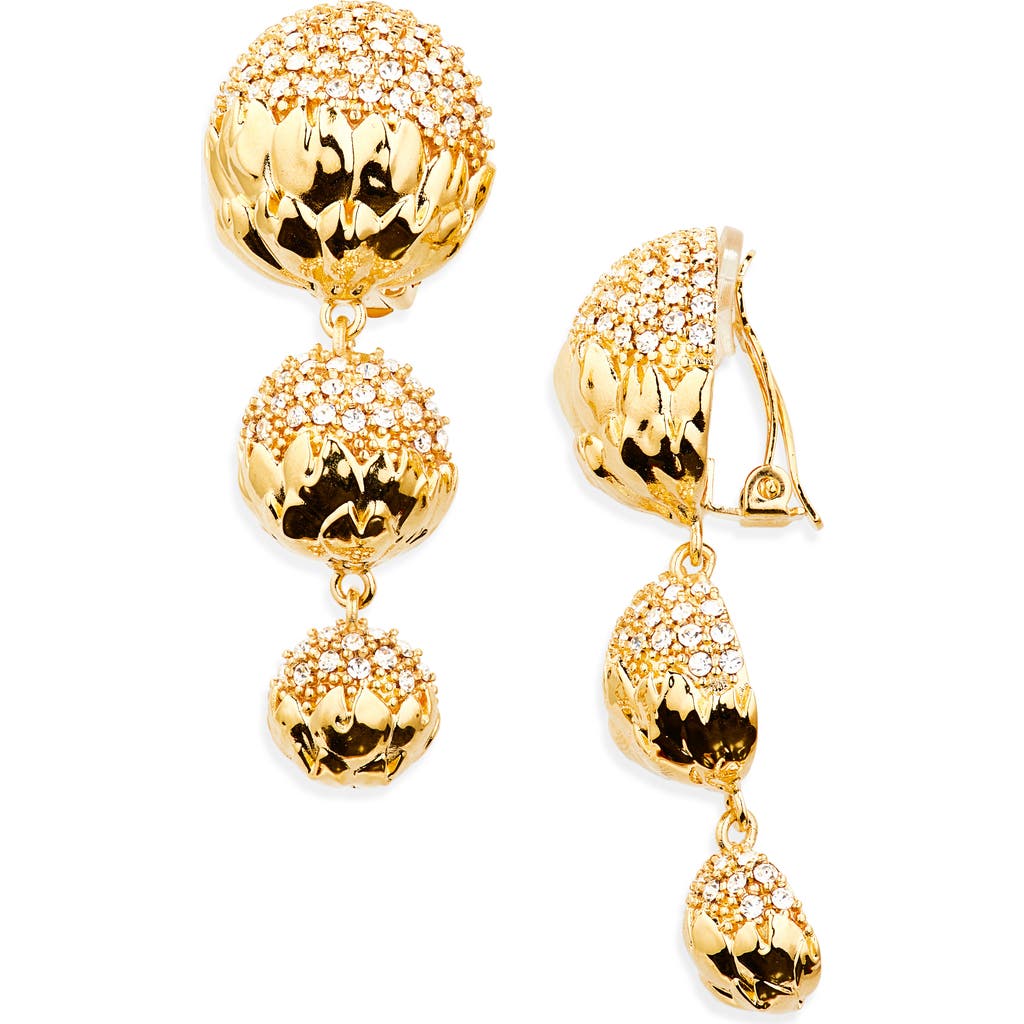 Oscar de la Renta Artichoke Pavè Drop Earrings in Crystal  product