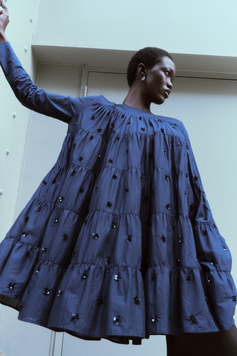 Soliman Embellished Dress, Alternate, color, Navy