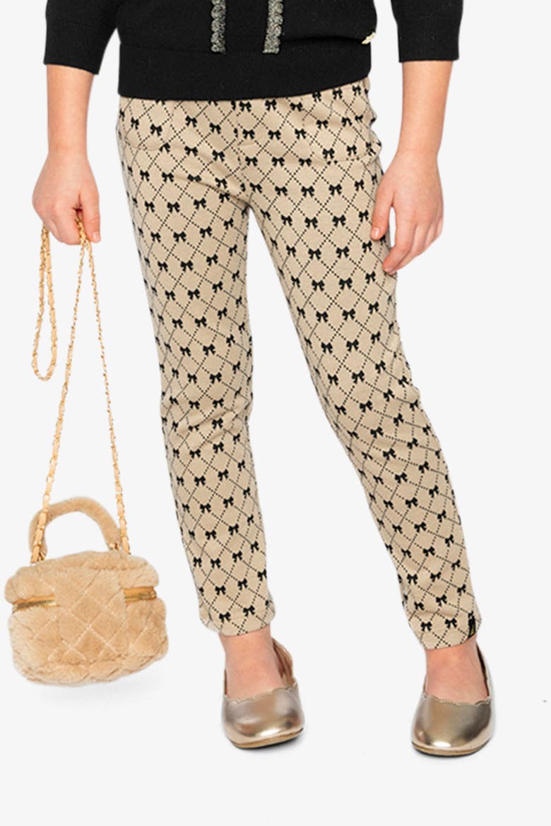 Bow Tie Jacquard Elastic Waist Treggings, Alternate, color, Beige Printed Bow Ties