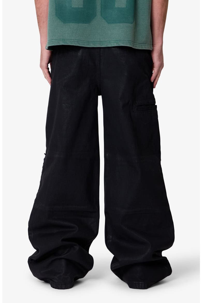 Ultra Wide Waxed Oversize Cargo Pocket Pants, Alternate, color, BLACK