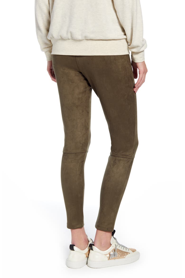 Faux Suede Leggings, Alternate, color, MILITARY OLIVE