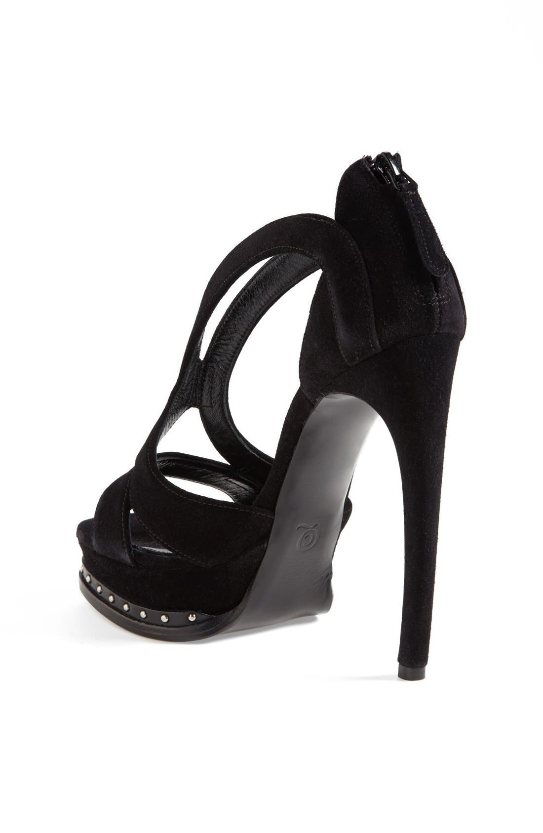 Alexander McQueen 'Armadillo' Sandal, Alternate, color, BLACK