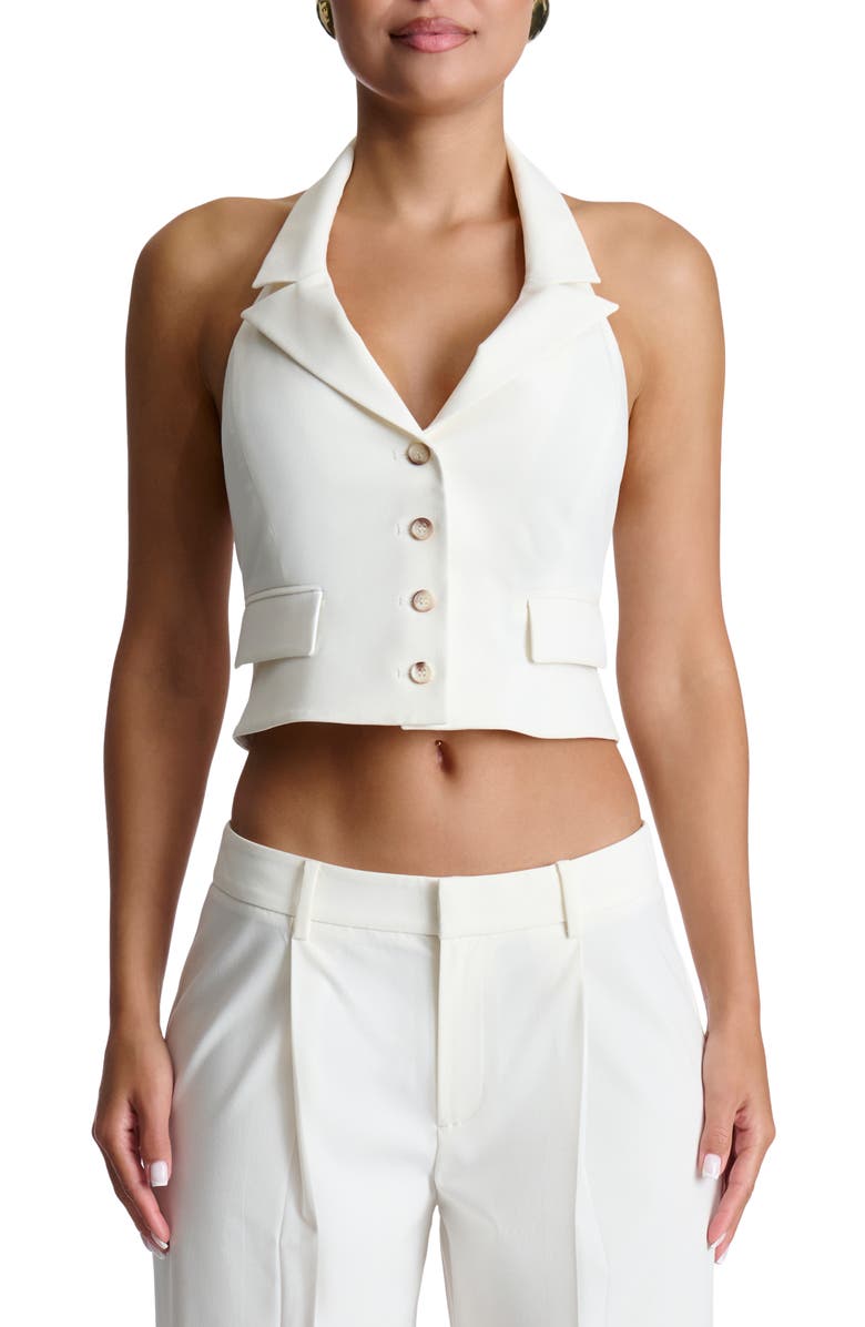 Naked Wardrobe Halter Crop Vest, Main, color, White