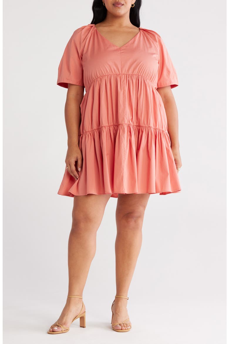 Tiered Minidress, Main, color, CORAL APRICOT