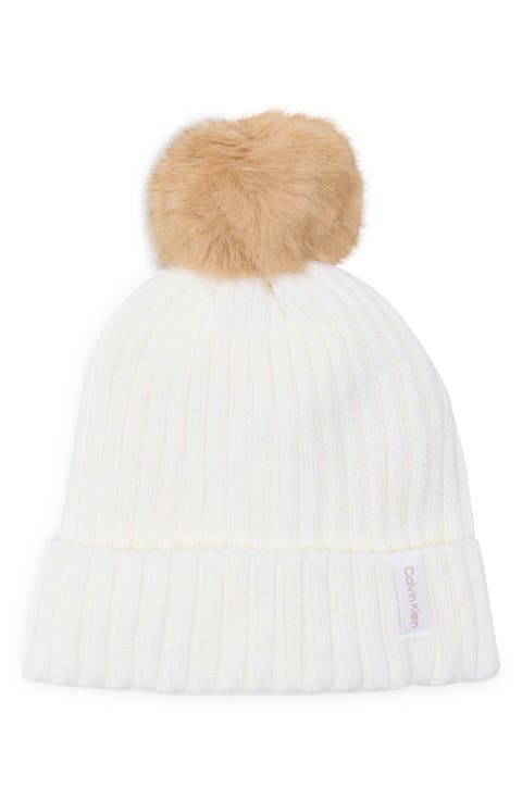 Faux Fur Pompom Beanie