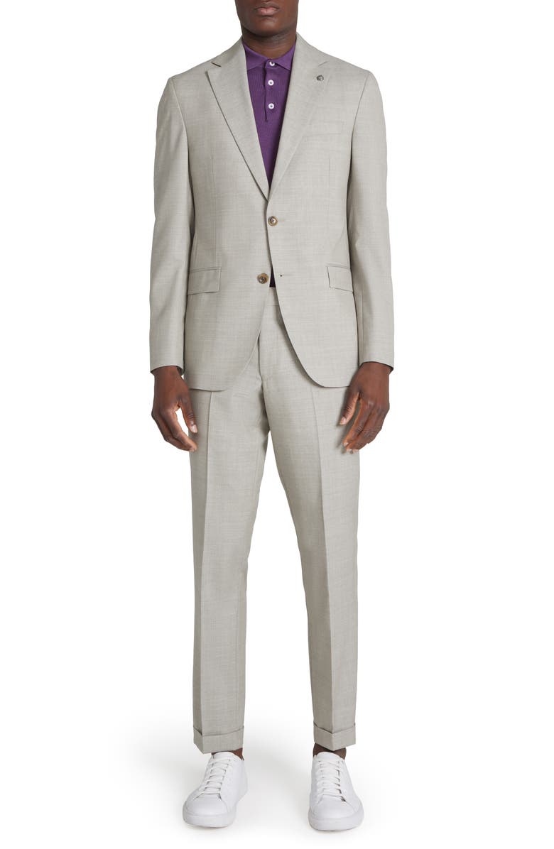Jack Victor Midland Mélange Wool Suit, Main, color, Taupe